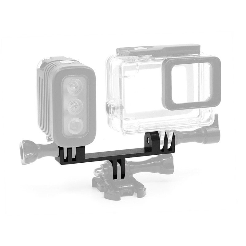 XiaoMi Yi SJCAM – Double pont en alliage d&#39;aluminium, connecteur CNC, support de Selfie, support de Flash pour Gopro hero 9 8 710, accessoires