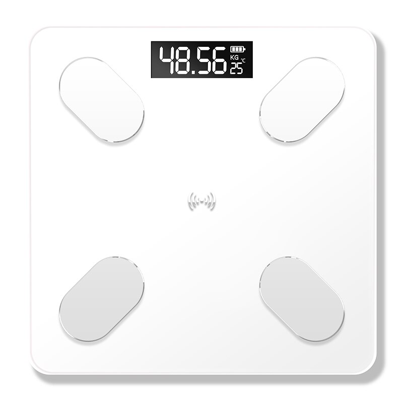 Báscula de herramientas de control de peso LCD Digital Bluetooth BMI báscula de cuerpo inteligente: White