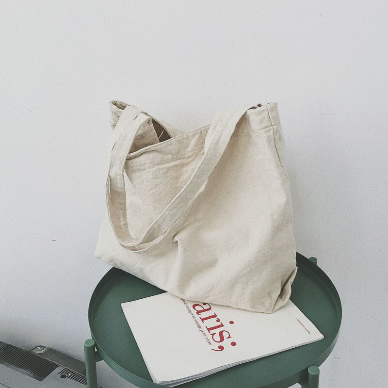 Women Canvas Shoulder Shopper Bag Cotton Cloth Large Capacity Students Female Handbags Eco Fabric Tote Shopping Bags
