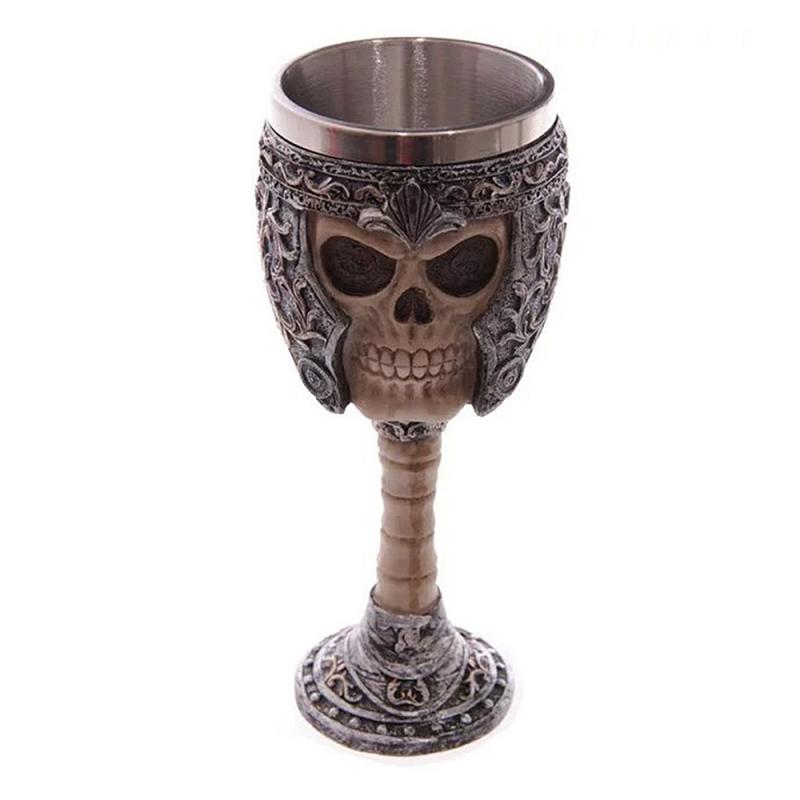 Copa de vino gótica de 200ml con garra de dragón, esqueleto vikingo Retro de acero inoxidable y copa de vino de resina, de Halloween, artículos para beber en Bar: 01