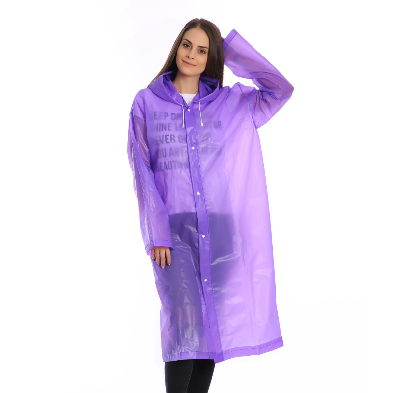 Unisex vandtæt jakke klar regnfrakke regnfrakke hætteklædte poncho regntøj mænd: Lilla