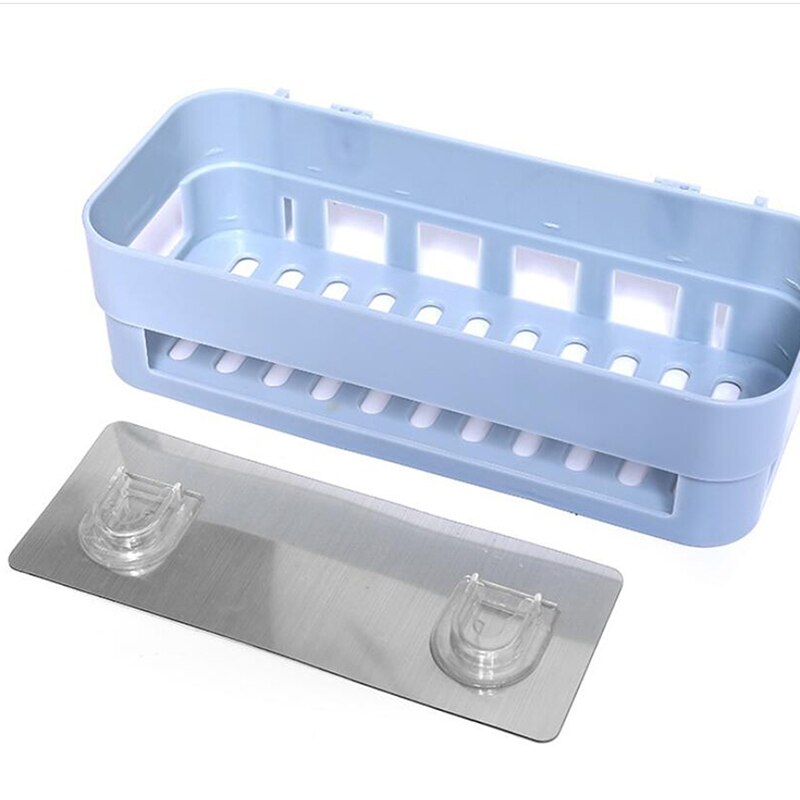 Colgador de toallas para baño, estante de ducha para champú, soporte para jabón, organizador de almacenamiento de cocina, decoración de pared: blue