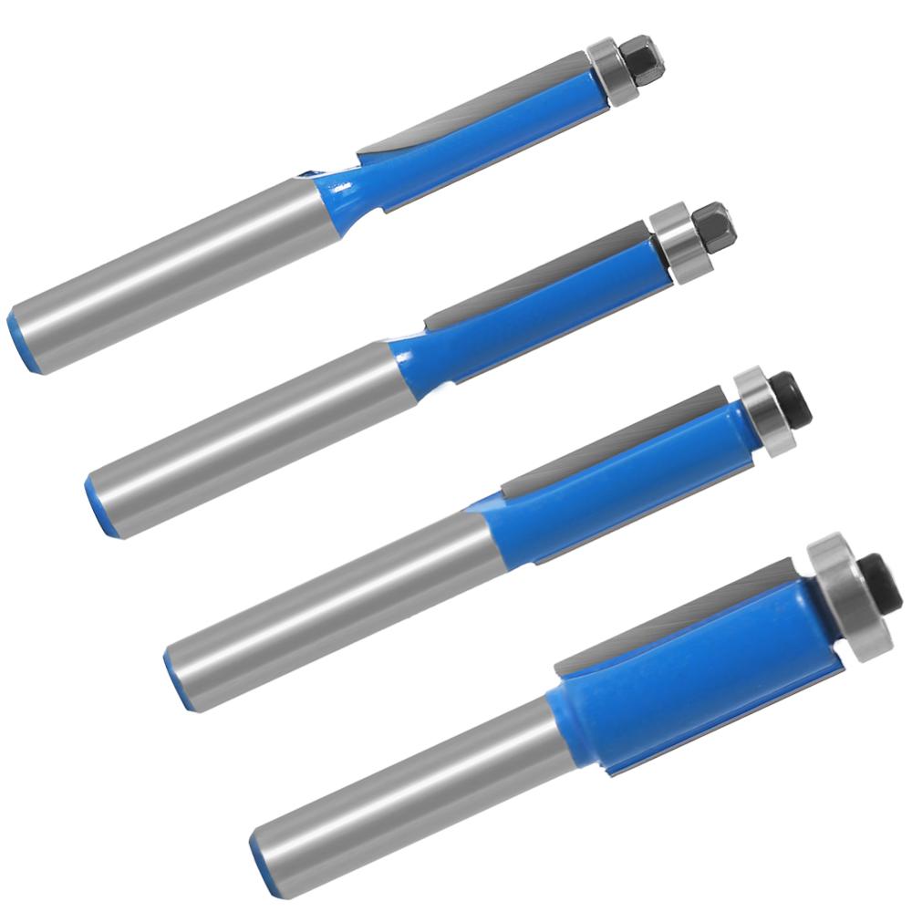 Fresas de fresa de vástago de 8mm, plantilla de tungsteno, brocas de enrutador de madera con rodamientos de bolas superiores, 1 ud.