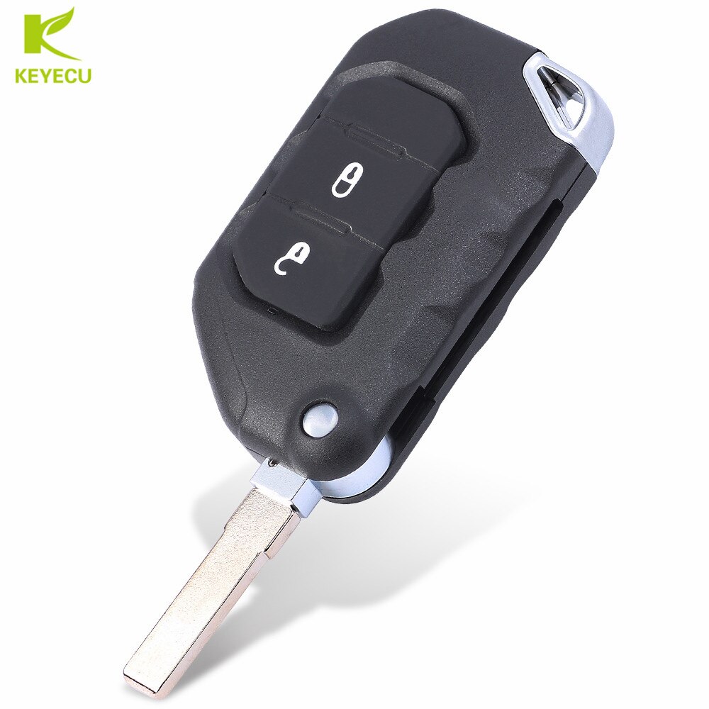 KEYECU Replacement Uncut Flip SMART KEYLESS PROXIMITY REMOTE Key Shell Case FOB 2 Buttons for Jeep Wrangler JL JLU +