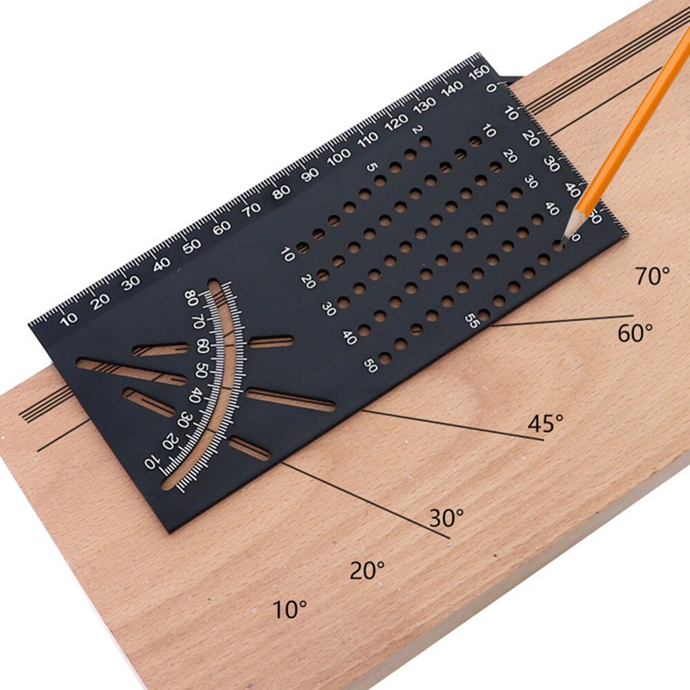Aluminum Alloy Multifunctional Angle Ruler 45 90 Degree Woodworking Square Angle Ruler Line Ruler Marking Gauge Tool