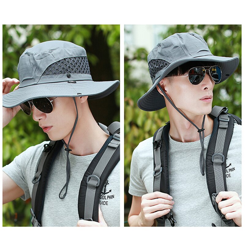 Sun Hat Bucket Summer Sun UV Protection Long Large Wide Brim Mesh Hiking Outdoor Beach Cap Men Women Fishing Hat