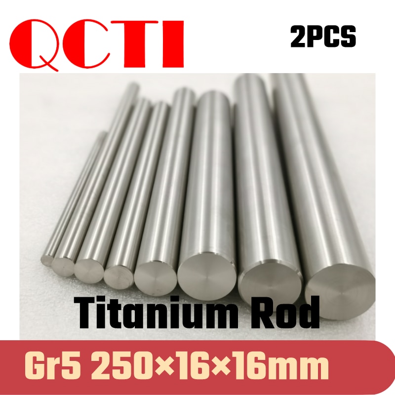 2pcs Gr5 16mm dia x 250mm length Titanium Alloy Round Bar Rod Industry Machine Use DIY Anti-corrosion Material