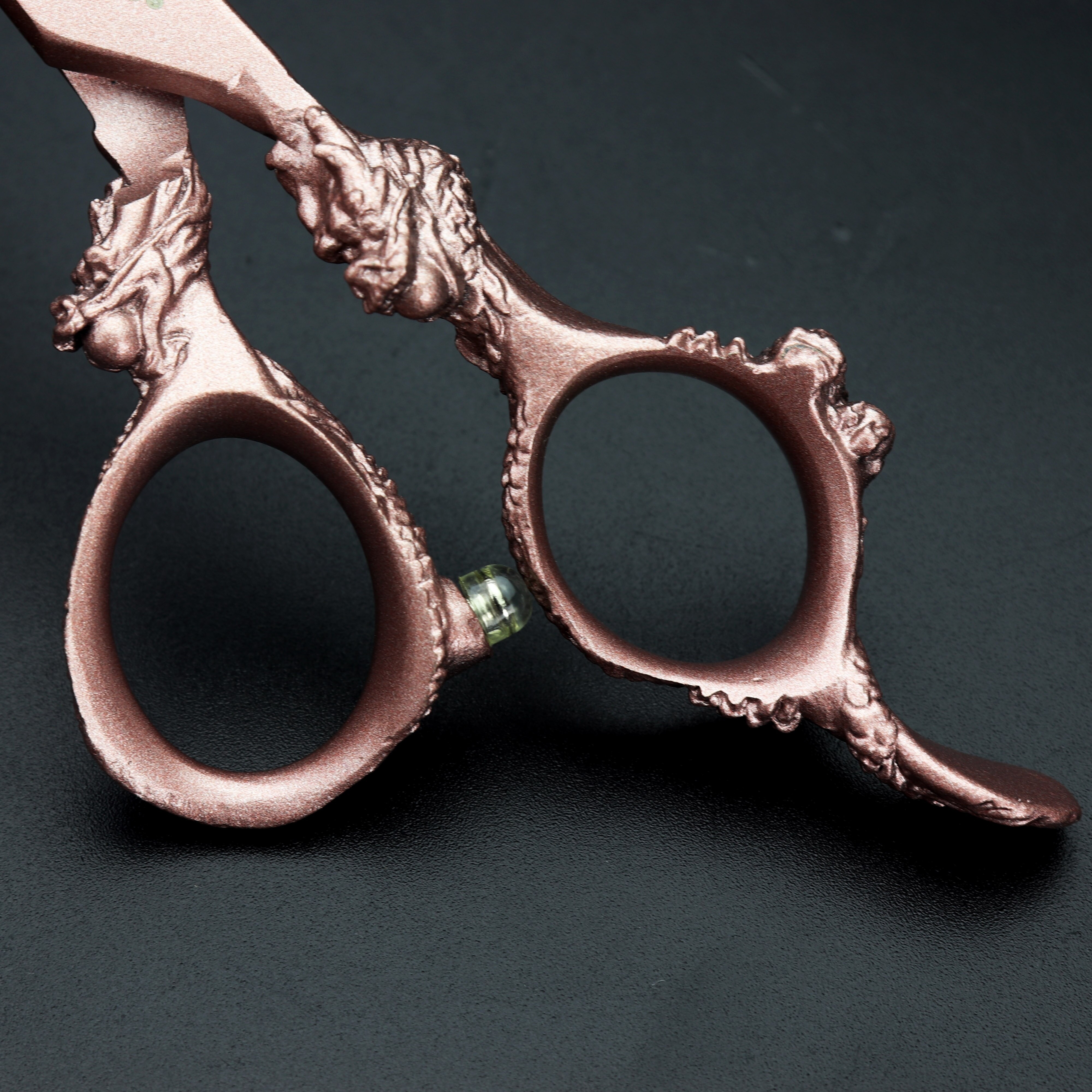 6.0 Hairdressing Barber Scissors Rose Gold Dragon Japanese 440c Scissors Ladies Thinning Cutting Shear