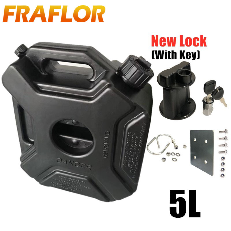 5L Liters Jerry Can Black Fuel Tank Can Car Motorcycle Spare Petrol Oil Tank Backup Jerrycan Fuel-jugs Canister With Lock &amp; Key