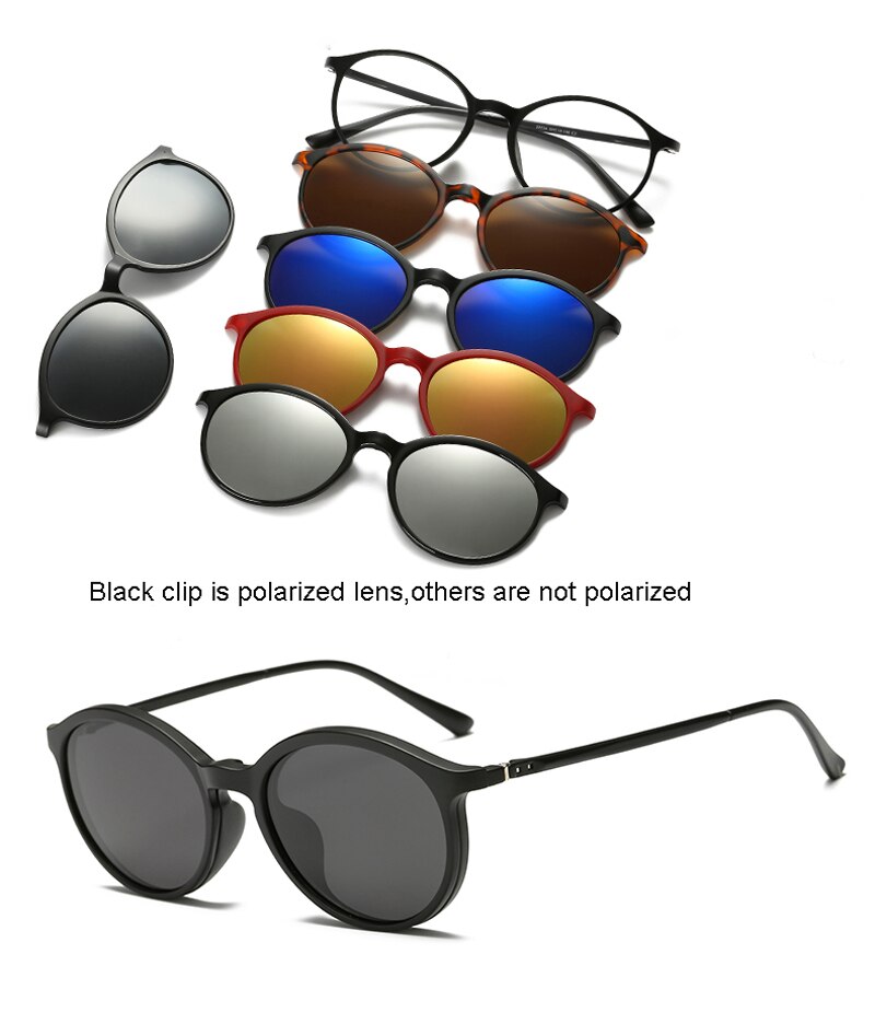 6 In 1 personalizzato uomo donna occhiali da sole magnetici ottici polarizzati Clip magnete Clip su occhiali da sole Polaroid Clip su montatura per occhiali da sole: 2223A