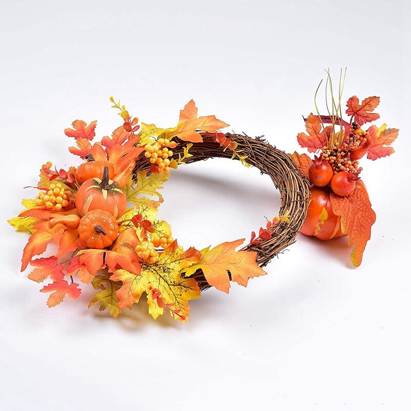 1 stuk kunstmatige pompoen herfstbladeren bessenkrans herfstkrans voor herfst- en thanksgiving-festivaldecoratie