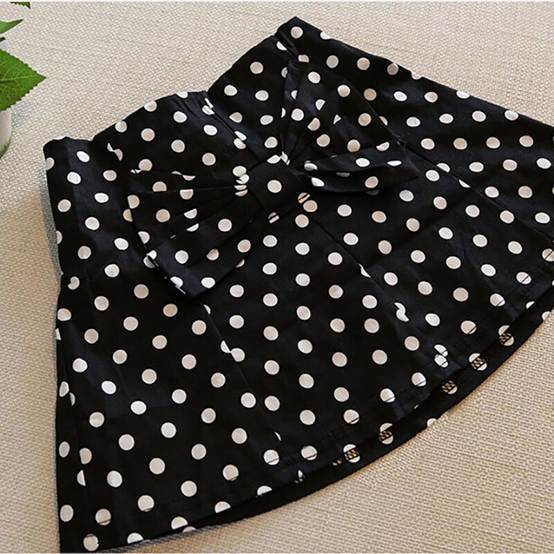 Ropa para niños y niñas, chaleco de chifón rojo, falda negra con puntos, trajes para niños de 2, 3, 4, 5, 6 años, disfraz informal de verano para niñas pequeñas
