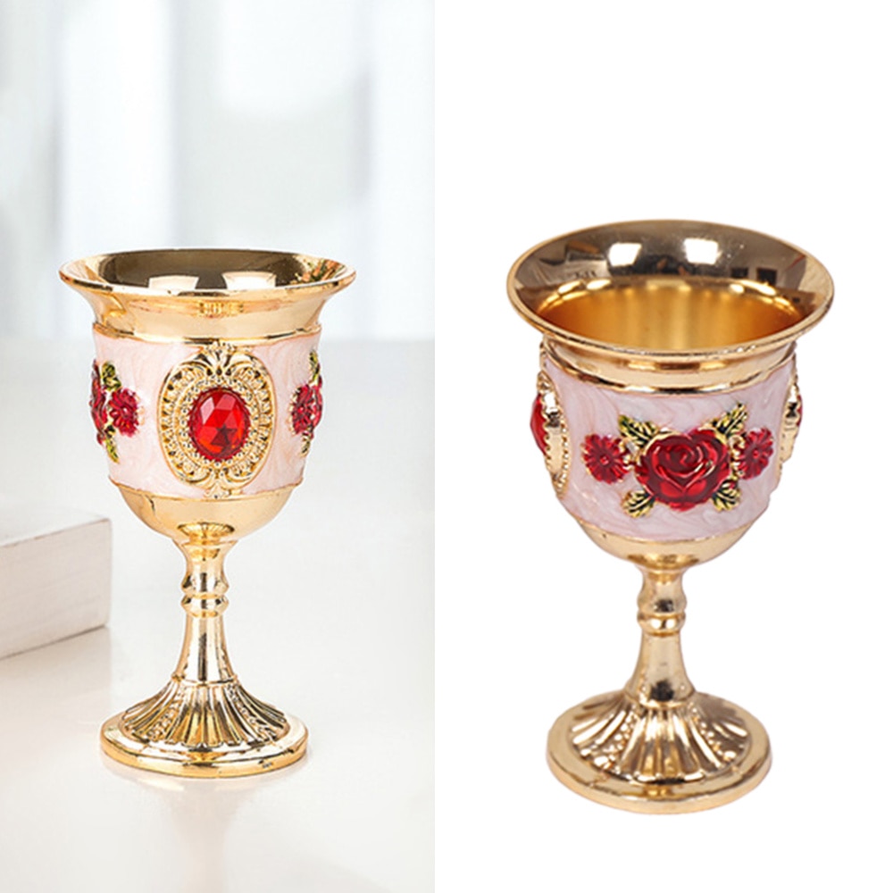 Perle indlæg stil zink legering bæger vin bæger udskåret hvid spiritus glas stilk-cup stilk til hjemmebar fest (sølv, random flo