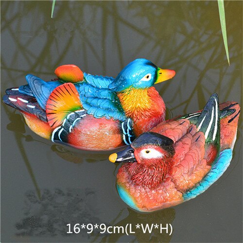 2pcs/lot Garden Ornaments Outdoor Floating Duck Lawn Pool Animal Craft Pond Resin Flamingo Miniature Figurines Decoration