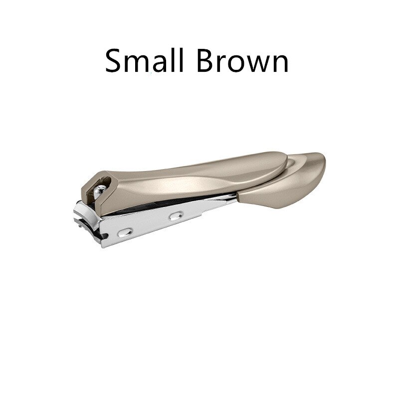 Big Stainless Steel Nail Clipper Cutter Manicure Trimmer Toe Nail Clipper with Clip Catcher FH01: Small Brown