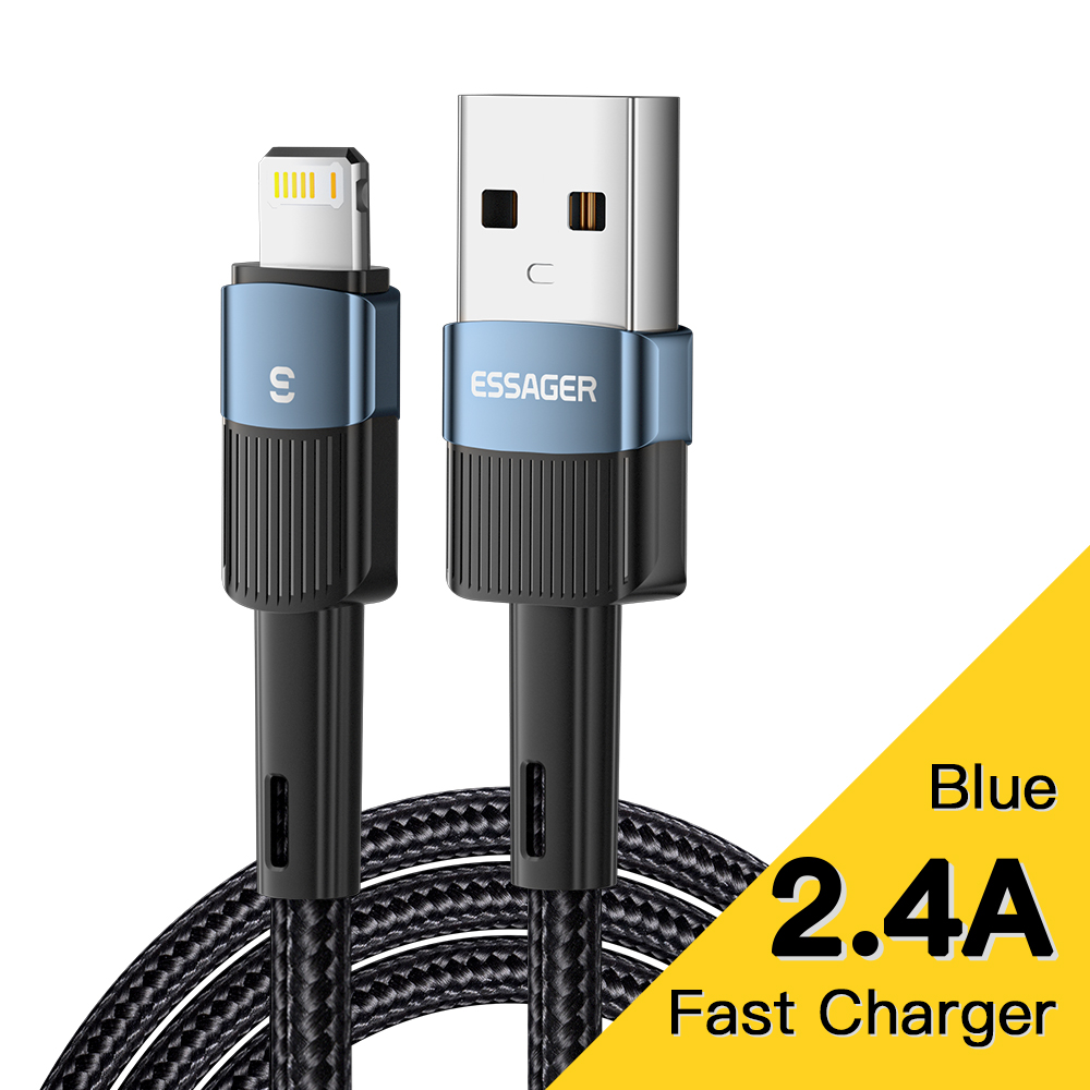 Essager USB-kabel voor iPhone 14 13 12 11 Pro Xs Max X Xr 8 7 6 Snel opladen Datalijn Oplader voor iPad Mobiele telefoon Draadsnoer: Bruin / 1m