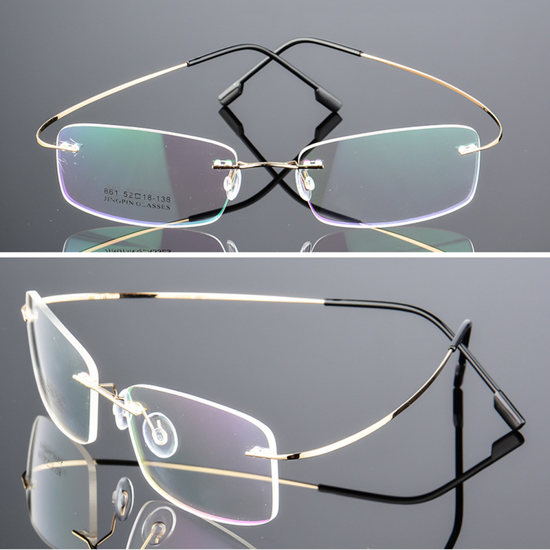 Zilead Ultralight Titanium Rimless Glasses Men Optical Sepectacles Rectangle Plain Frameless Eyeglasses Eyewear For Male: gold