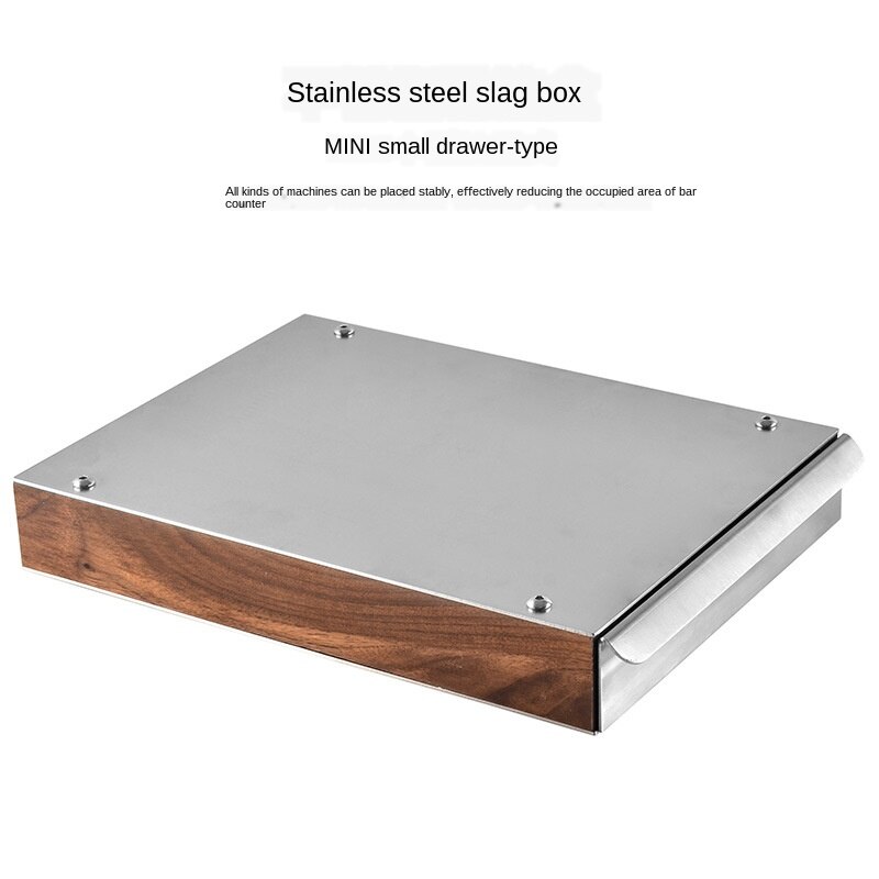Stainless Steel Grounds Box Drawer-Type Coffee Grounds Container Slag Box Small Mini Coffee Slag Trough Coffee Utensils