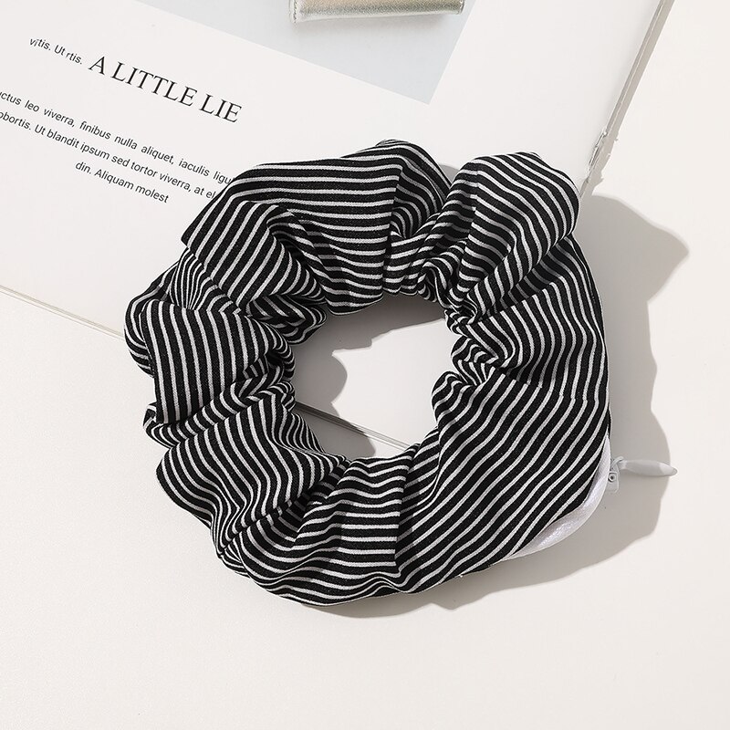 Zip Scrunchies Korea Dot Hairbands Leopard Hair Ties Pocket Scrunche With Zipper Ponytail Holders Hair Accessories: 11