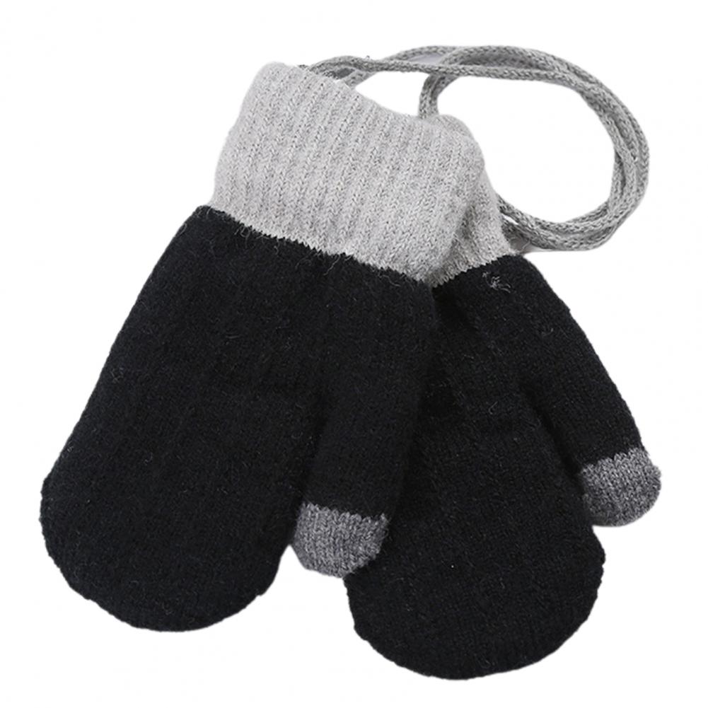 Kids Winter Double Layer Dikke Warm Volledige Vinger Stiksels Gebreide Handschoenen Wanten