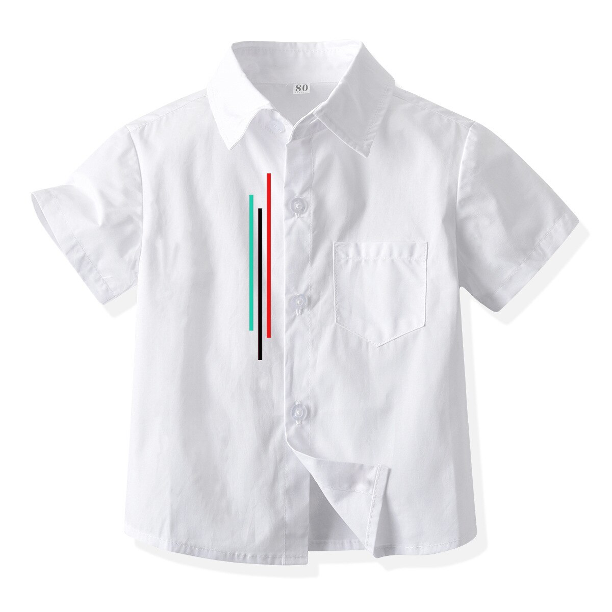 Camisas de manga corta para niños, camisas a rayas con cuello vuelto, camisa blanca con botones para la escuela de verano: 4T