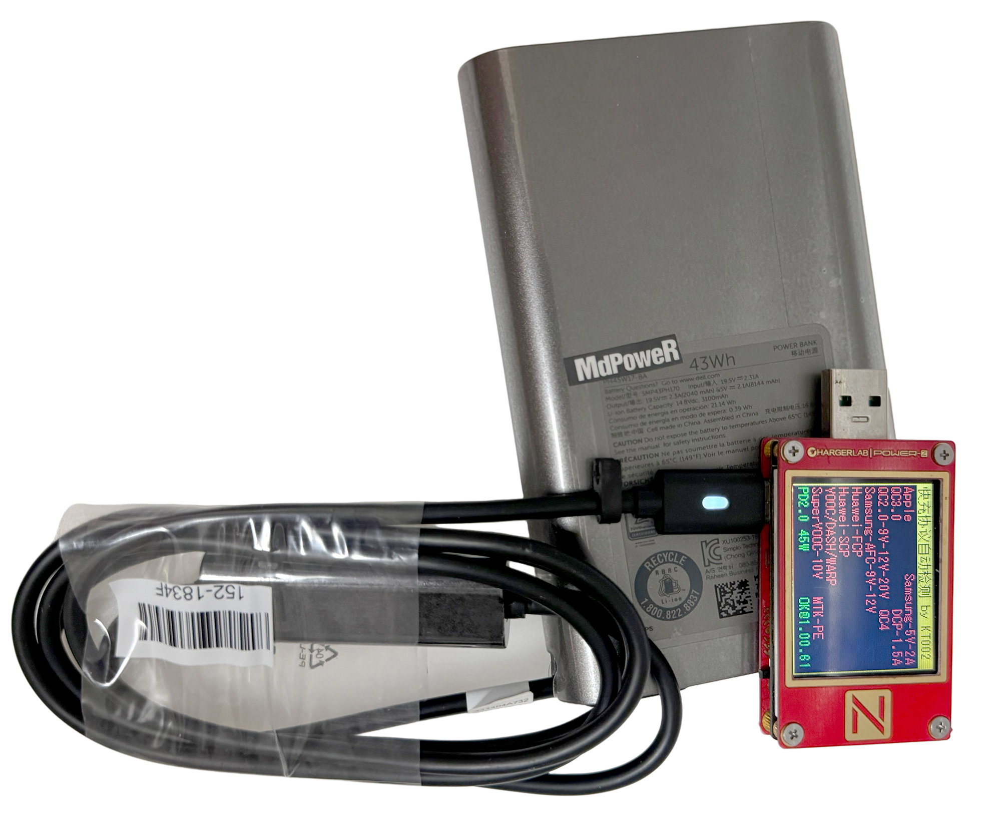 Genuine 19.5V 2.31A 45W AC Adapter 43Wh Laptop Hybrid Power bank for Dell XPS 4.5*3.0 7.4*5.0 USB-C TYPE-C SMP43PH170 LA45NM170