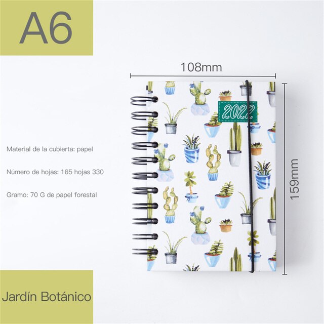 365 Days Schedule Book A6 Coil Notepads Cactus Pattern Planner Reminder Timetable Desk Dates Diary Planner Notebook: B