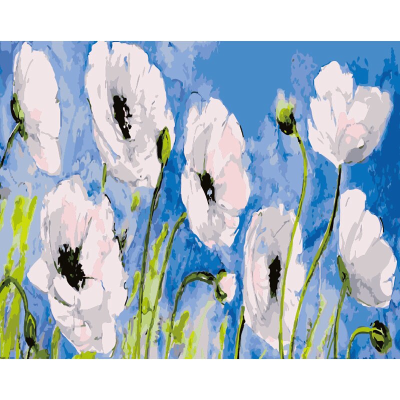 No Frame DIY Painting By Numbers Flower Tulip And Quiet Oil Painting Abstract Canvas Drawing Wall Decor HandPainted Kits: 2893