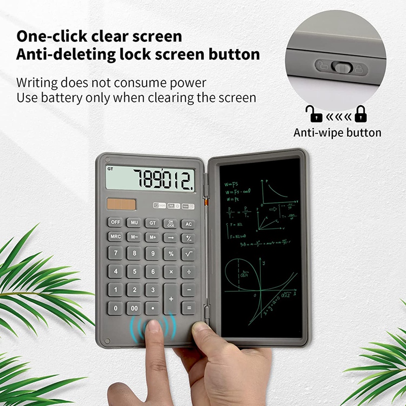 Scientific Calculator with Writing Tablet, 12-Digit Digital Desktop Calculator with Erasable Writing Board