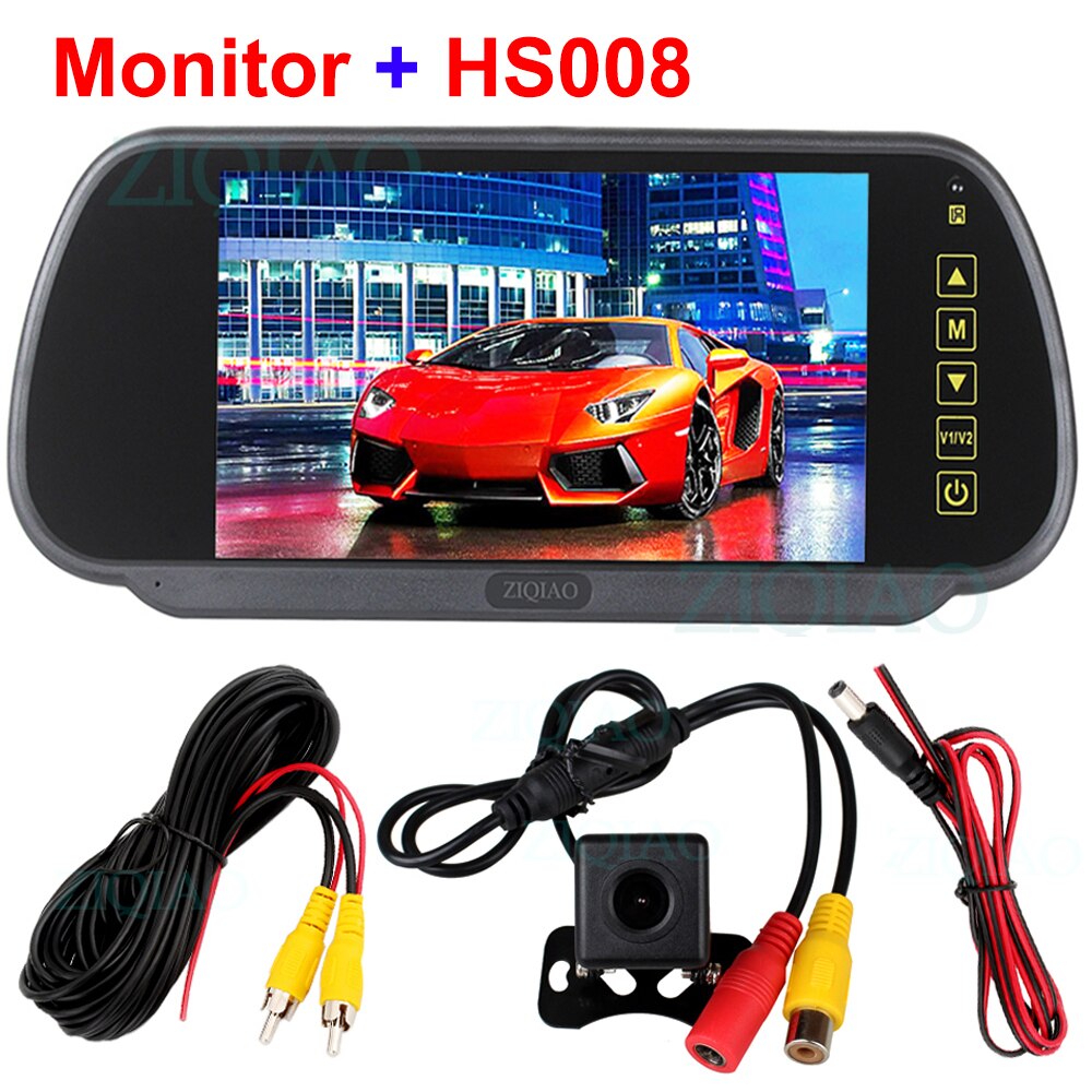 ZIQIAO 7 pouces TFT LCD kit de voiture miroir surveille moniteur de vue arrière de voiture: P07-HS008