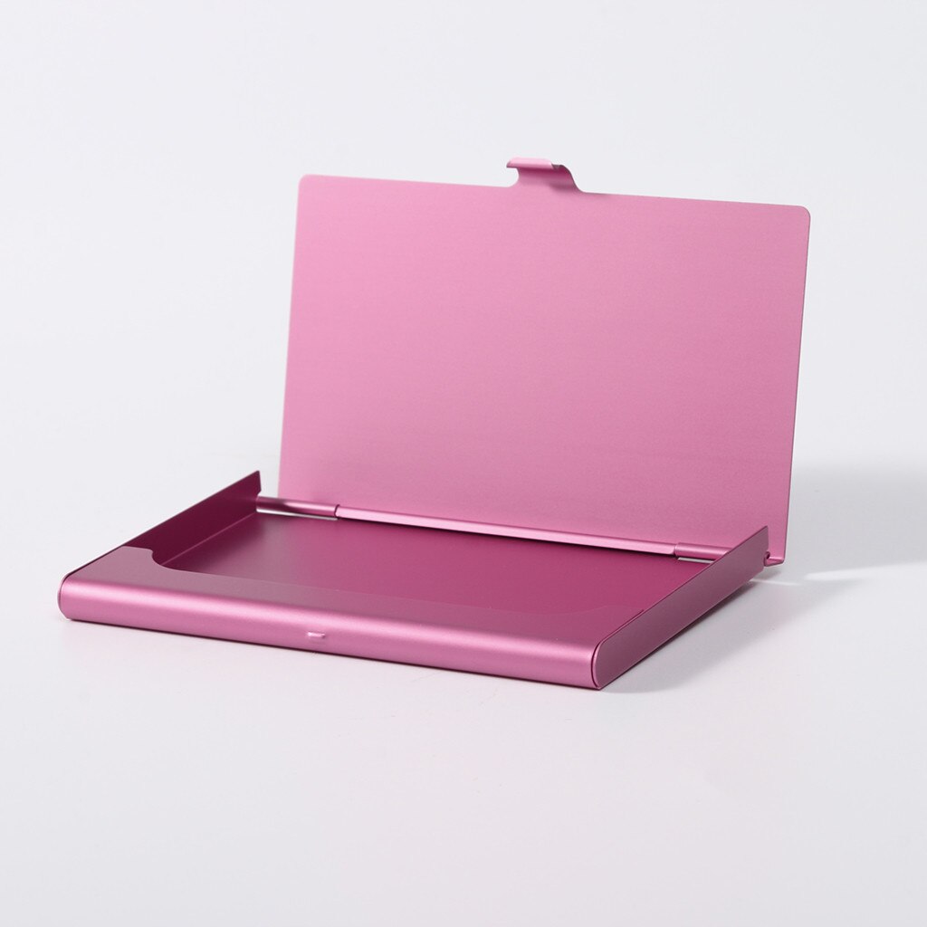 Carteira masculina de aço inoxidável, porta-cartões criativo, de metal, caixa de metal, porta-cartões de crédito: Hot Pink