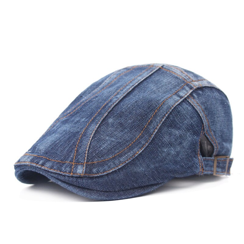 Brand Washed Denim Newsboy Caps Men Vintage Baker Boy Hat Driver Boinas Beret Hats Autumn Winter Adjustable Flat Caps for Women: A