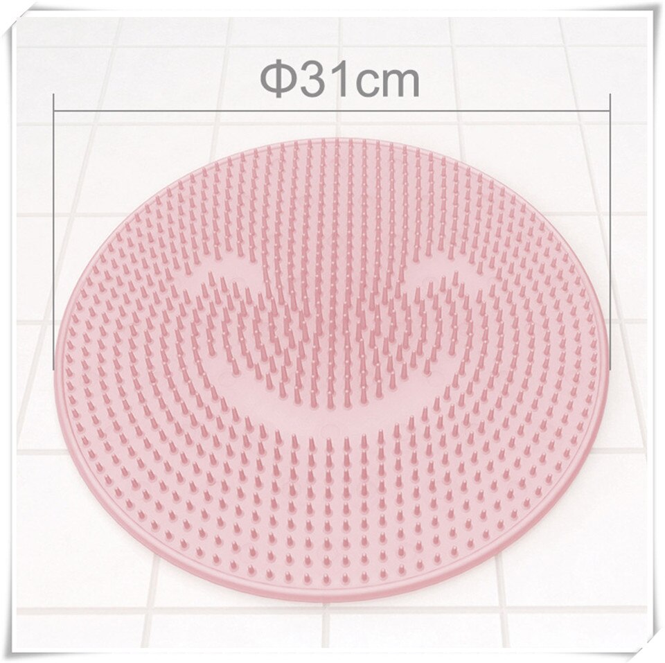 Msjo siliconen badmat antislip ronde spa douche badkamer voeten rugborstel massage bad voetborstel dode huid antislip douchemat: Badmat roze