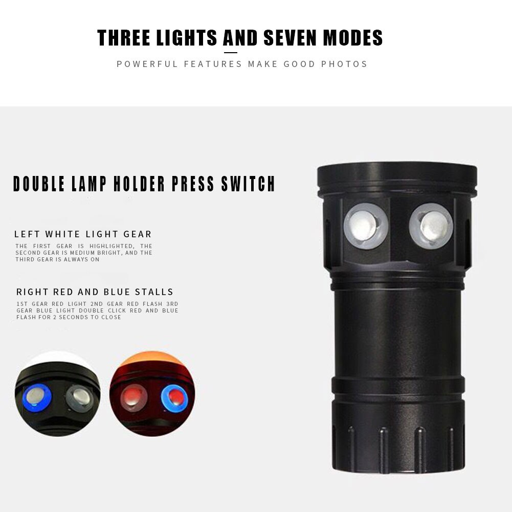180w vattentät fotografering fylla ljus led dykning ficklampa bärbar scuba undervattenslampa