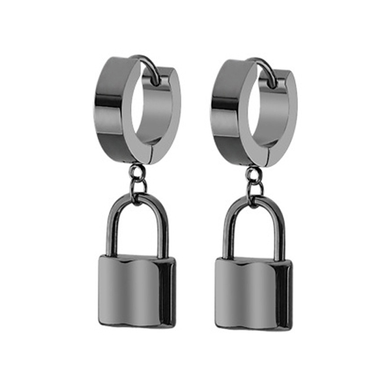 Pendientes de daga de Color negro y plateado para hombre, pendientes de aro con calavera y hoja de espada de acero inoxidable, joyería de tatuaje de roca a la