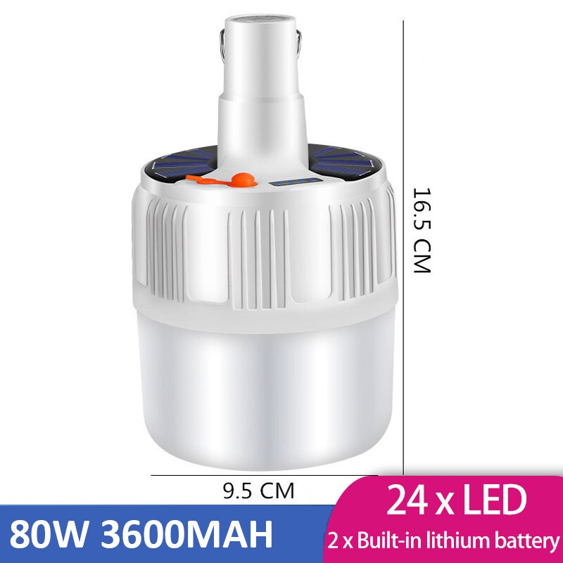 100W Camping Laterne Solar-LED Camping Licht Mini Tragbare Laterne Zelt Camping Lampe DC/Solar Wiederaufladbare Notfall Licht: 80W3600MAH NO Remote / US PLUG