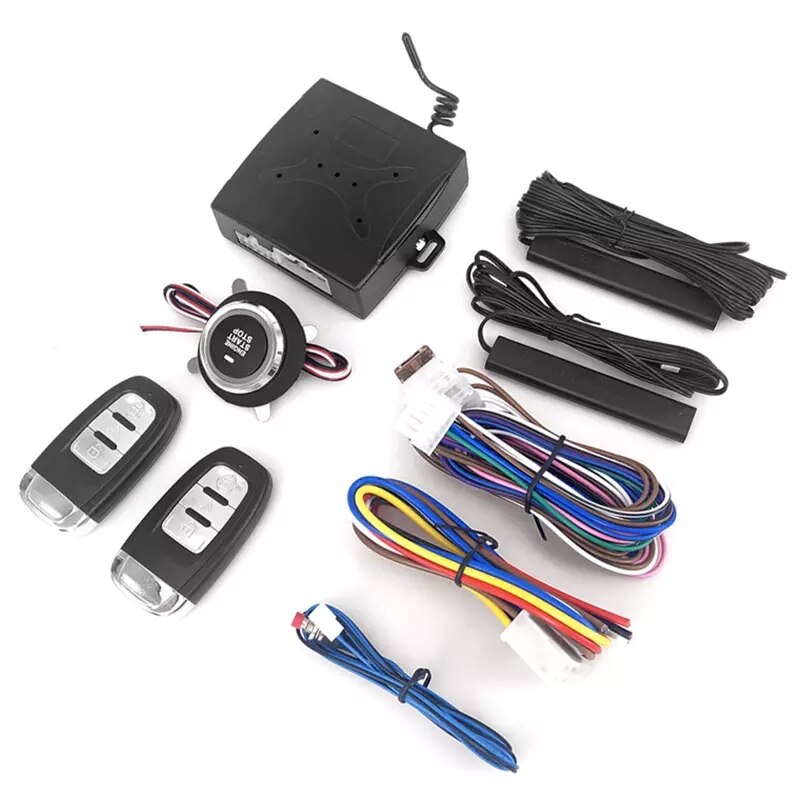Car Alarm With Autostart Ignition Start Stop Button Keyless Entry System Remote Control Central Locking PKE Auto Start Engine