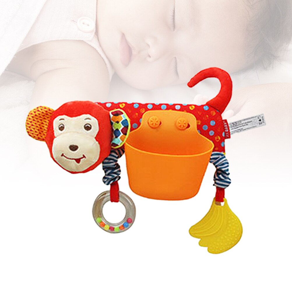 Born Baby Crib Educational Wrap Around Rattle Teether Storage Pocket for Baby(Monkey Pattern)