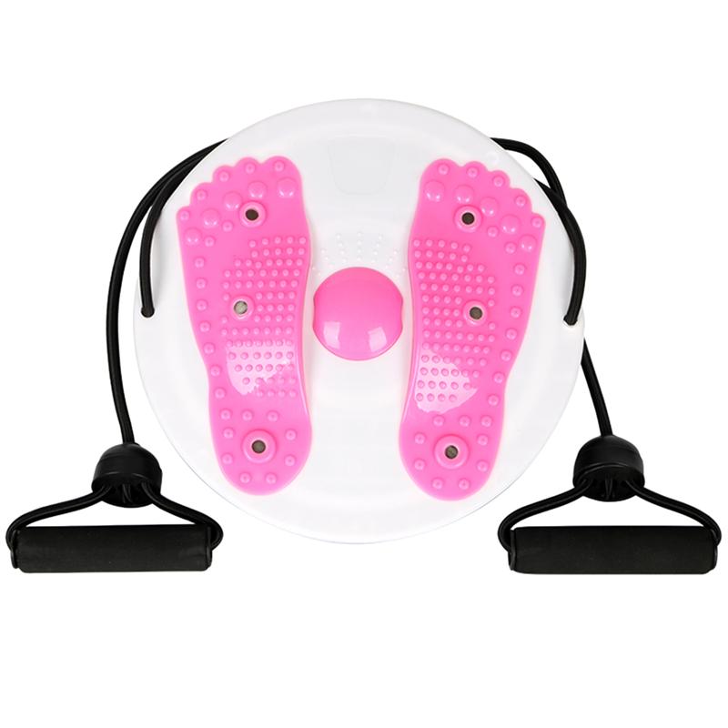 Kvinner kroppsforming og midje vrimaskin fitness twister plate vribrett med tau (rosa): Rosa
