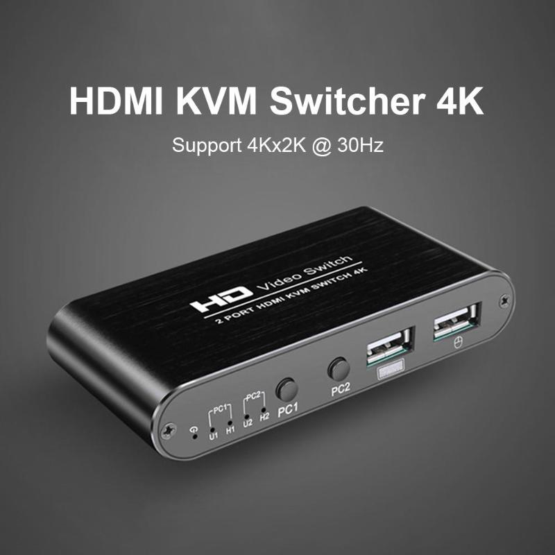 2 Port Hdmi Kvm Switch 4Kx2K Ultra Hd Switcher for Dual Monitor Keyboard Mouse