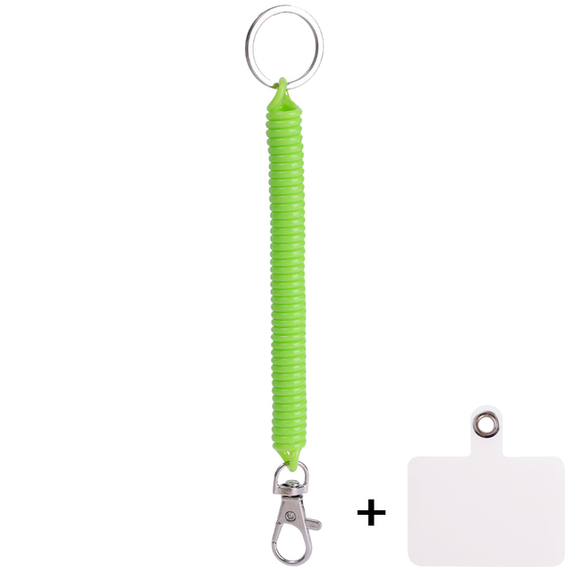 Cadena antipérdida, cuerda de resorte elástica en espiral, correa de cordón multifuncional para teléfono móvil, llavero, soporte, gancho de cierre: Plata / Gris