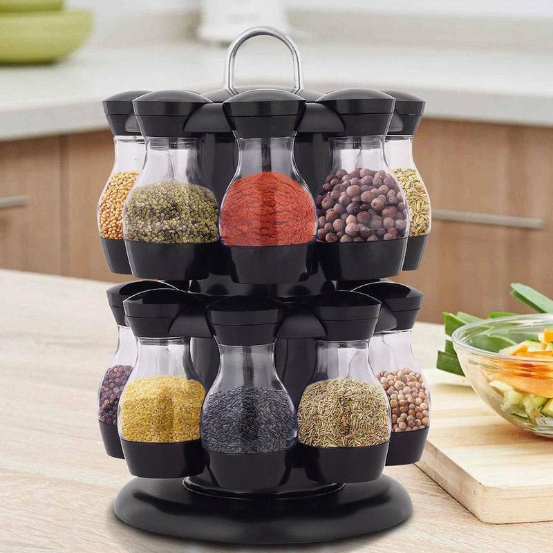 8/16 Stuks Roterende Cruet Kruiderij Kruiden Potjes Kruiden Flessen Opslag Shakers Houder Keuken Zout Sprays Organizer Peper P6C9