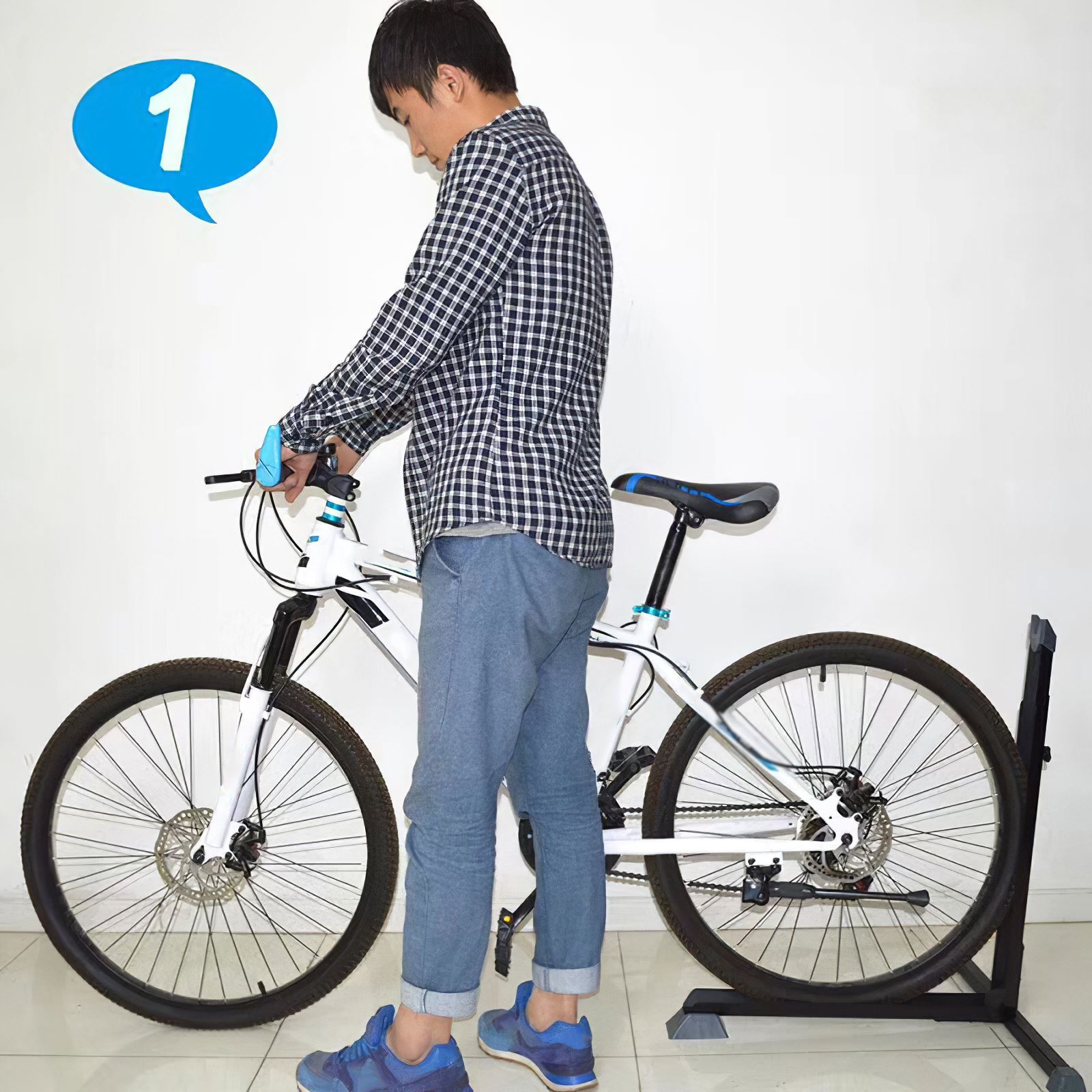 Universal Bike Bicycle Stand Portable Stationary Space-Saving Rack Adjustable Fold Bike Rack Holder Storage Space Saving