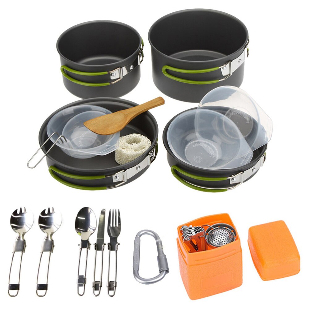 1 Set Camping Cookware Mess Kit Portable Camping Backpacking Cooking Set