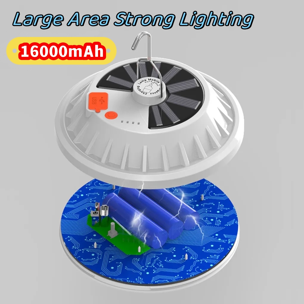 16000 mah campinglampor tältlampa solcellsdriven led-uppladdningsbar bärbar lykta batterilampa utomhus nödcampinglykta