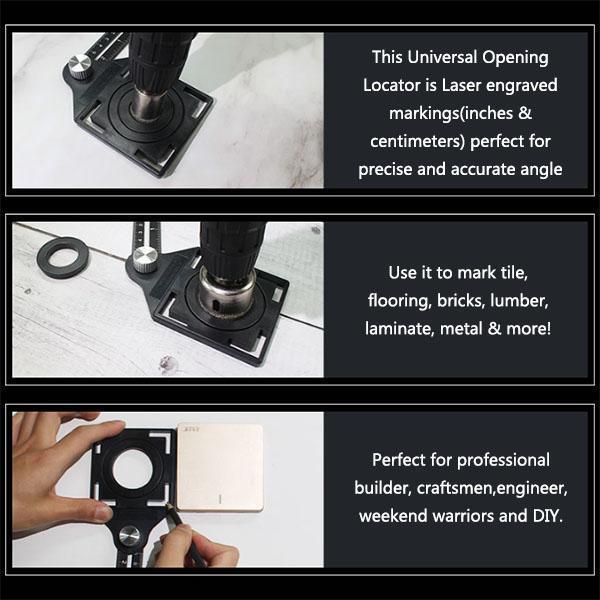 Tile Tool Six-Sided Angle Measuring Locator Universal Ruler Tile Hole Drill Guide Perforated Template Locator Aluminum Alloy