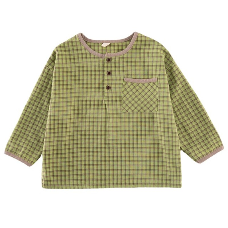 Stile coreano 2021 camicie a quadri Casual per bambini camicette per ragazzi e ragazze camicette a maniche lunghe in cotone allentate camicie vestiti