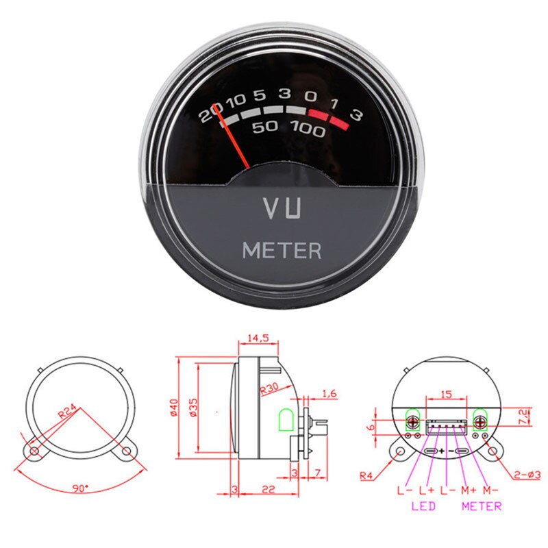 High Precision VU Meter Head Amplifier with Backlight DB Meter Level Header Level Audio Meter Backlight Decoder