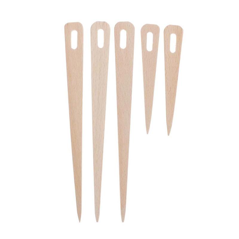 5pcs Wood Hand Loom Stick Wooden Shuttle Tapestry Weaving Knit Handcrafts Tool DIY Big Eye Needle Tapestry Wooden Weaving Tool