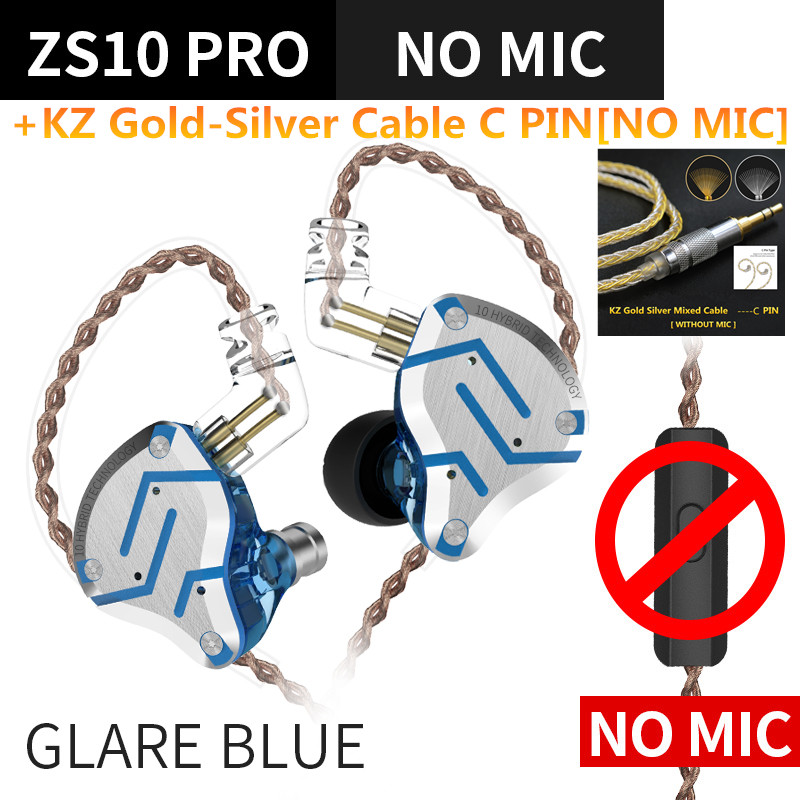 KZ ZS10 Pro 4BA + 1DD Cuffie in metallo ibrido 10 driver HIFI Bass Auricolari In Ear Monitor Sport Auricolari con cancellazione del rumore KZ ZAX ZSX: Beige